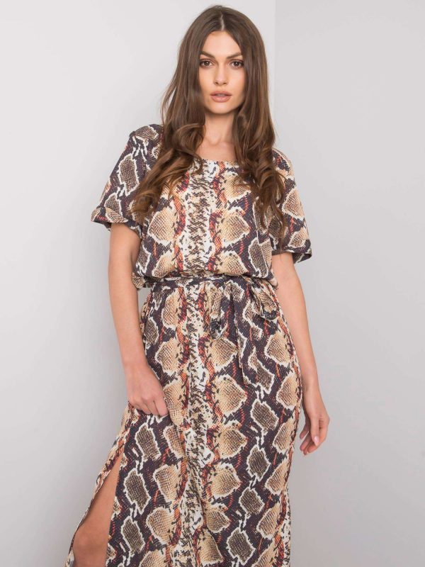 Beige dress with Meriem prints