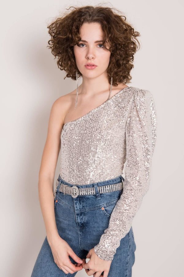 Beige Sequin BSL Bodysuit