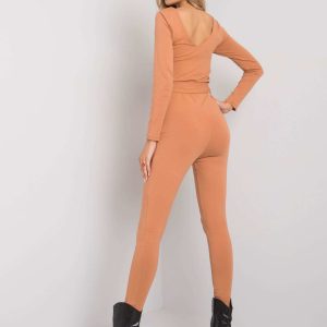 Camel jumpsuit with Alora strap