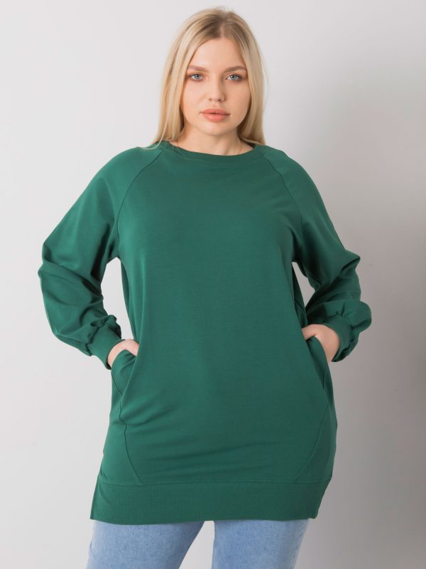 Dark Green Plain Toledo Plus Size Sweatshirt