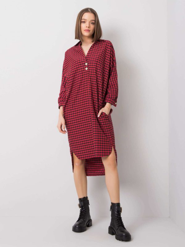 Axelle RUE PARIS red and black plaid dress