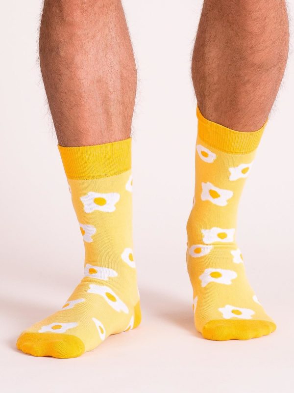 Yellow Cotton Mens Socks