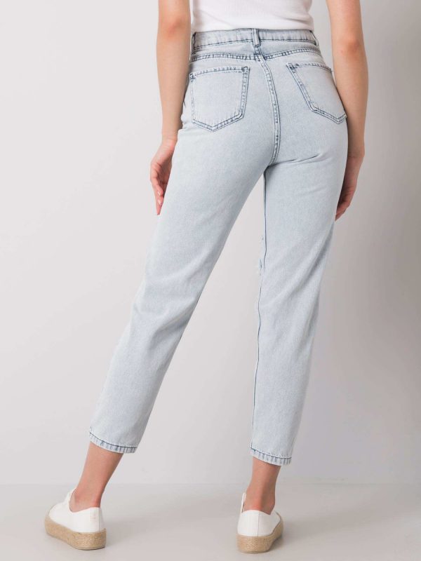 Light blue mom jeans with Alexa holes