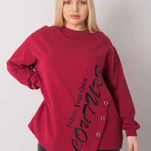 Burgundy asymmetrical blouse plus size Elfriede