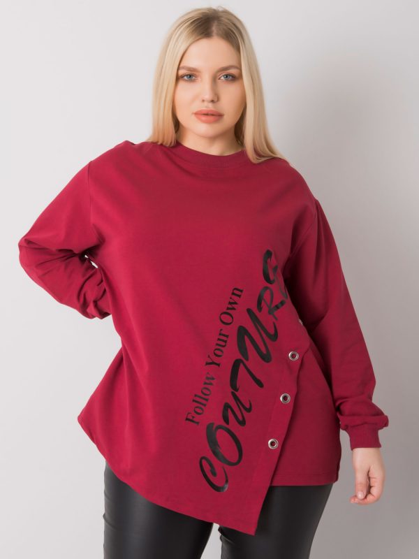 Burgundy asymmetrical blouse plus size Elfriede