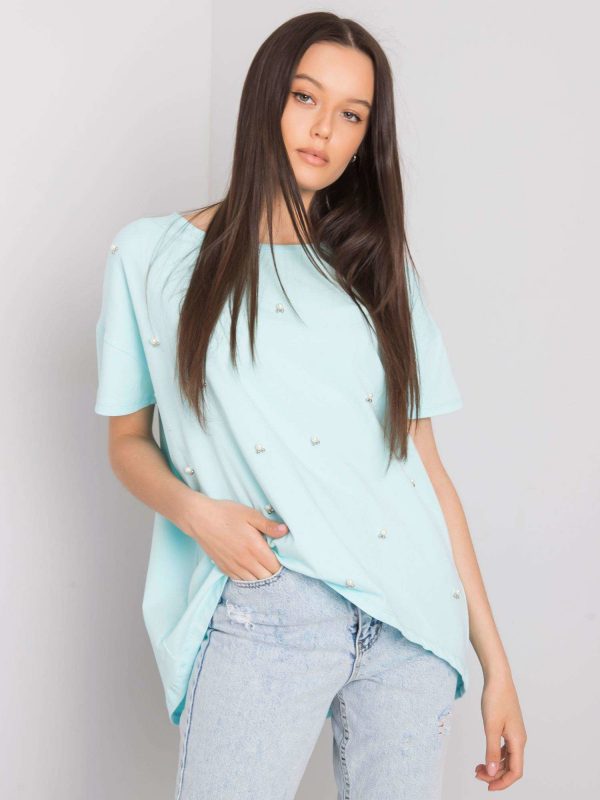 Mint blouse with Etty applique