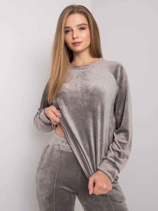 Grey Velour Two Piece Kimberly Set