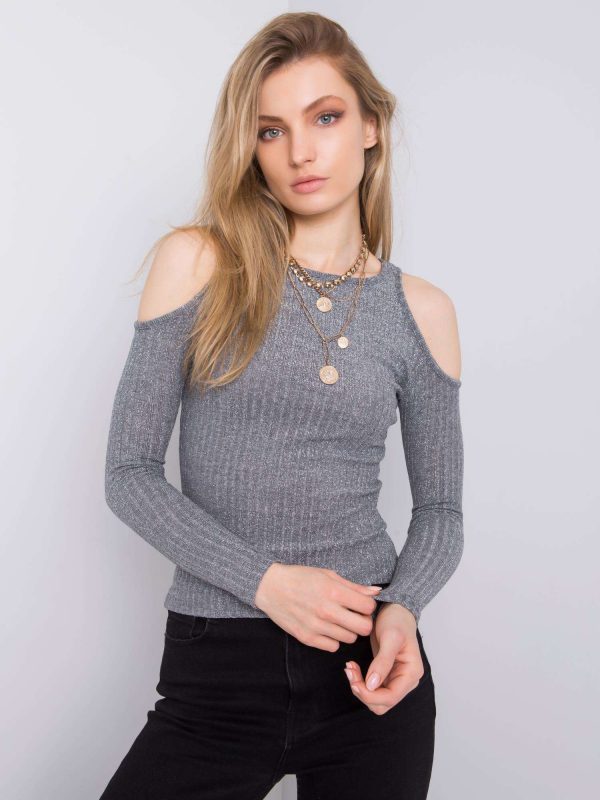 Gray blouse with metallic thread Sandra RUE PARIS