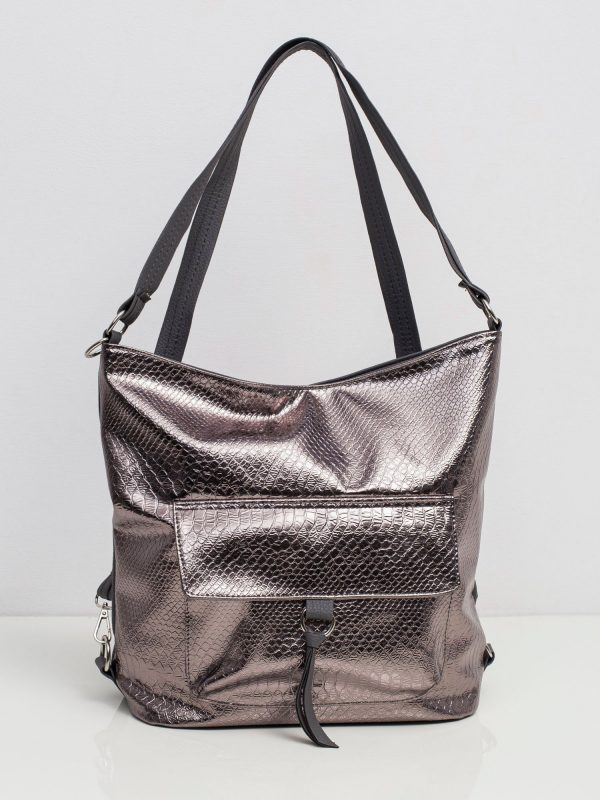 Silver-grey handbag with animal motif