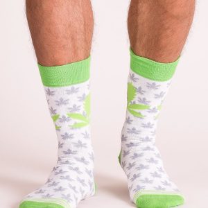 Ecru-green men's socks with print