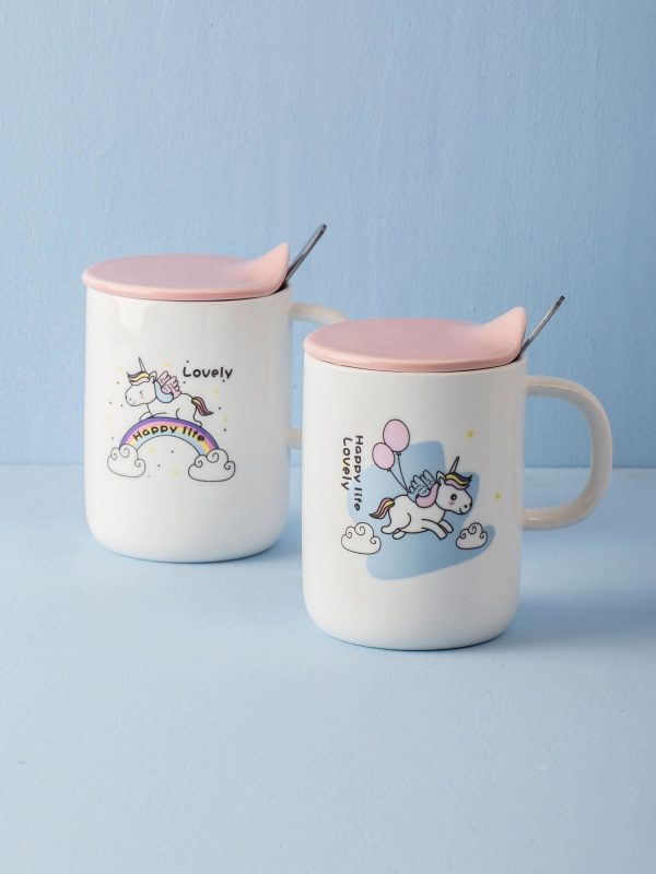 Ecru-pink mug with print