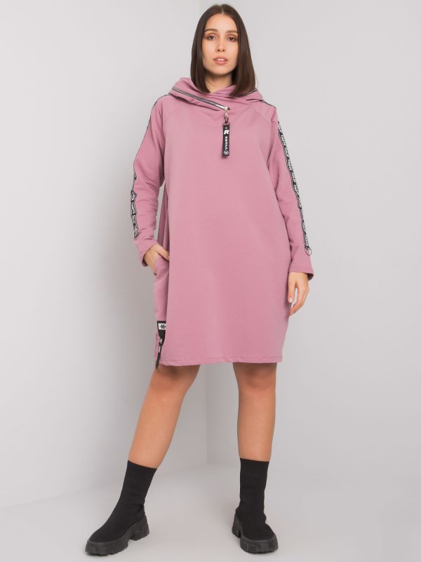 Lorcan Dirty Pink Plus Size Hooded Dress