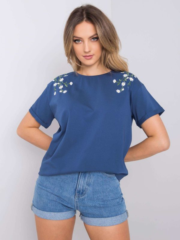 Dark blue t-shirt with embroidery Quincy