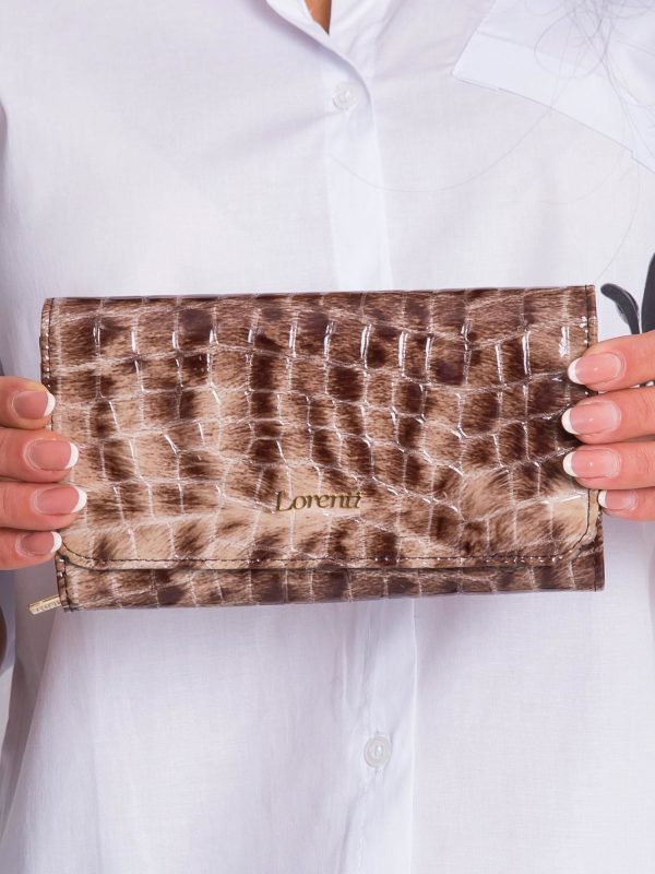 Brown Leather Wallet in Animal Pattern