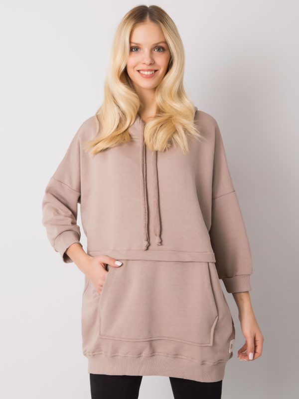 Dark beige long sweatshirt Grace