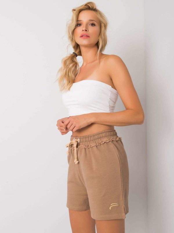 Brown women's shorts in cotton Nastassja FOR FITNESS