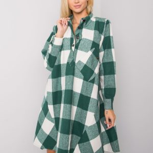 Sovvin's green and white plaid shirt dress