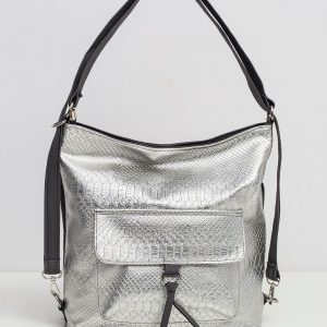 Silver grey faux leather bag