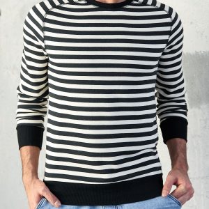 Black striped sweatshirt for men