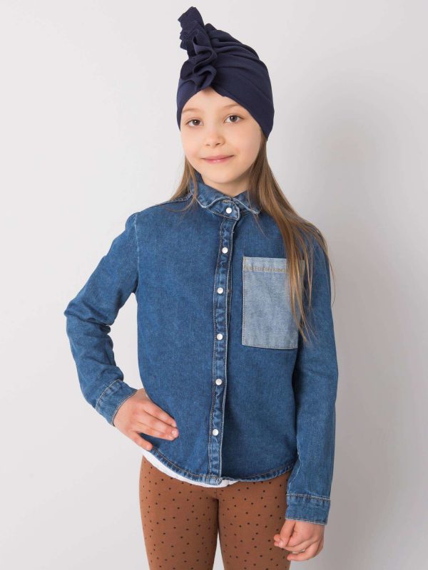 Navy blue turban cap for girl