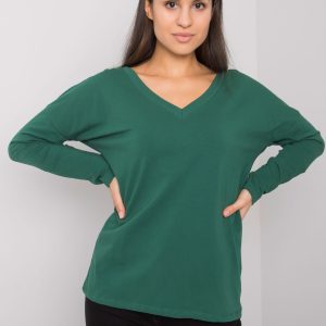 Dark Green Women's Long Sleeve Blouse Libourne RUE PARIS