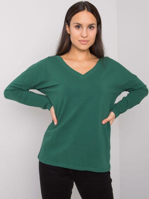 Dark Green Women's Long Sleeve Blouse Libourne RUE PARIS