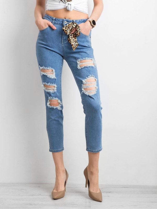 Women's Denim Pants With Holes Blue