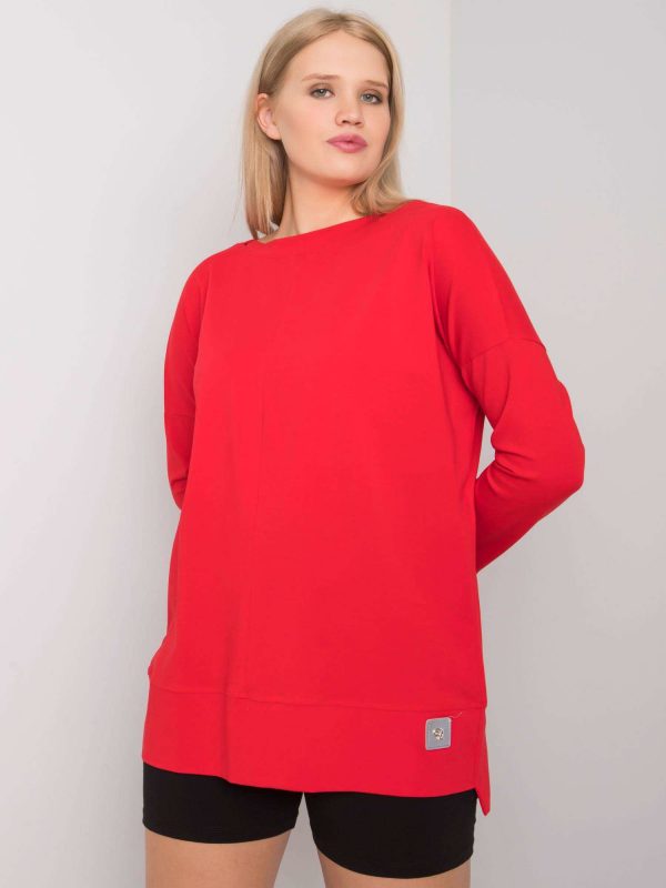 Kalise Red Plain Plus Size Blouse