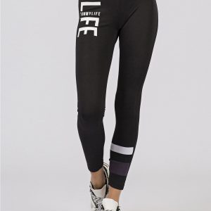 TOMMY LIFE Black & Purple Leggings