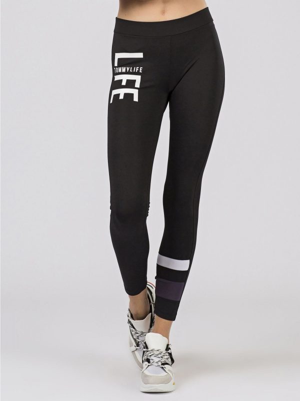 TOMMY LIFE Black & Purple Leggings