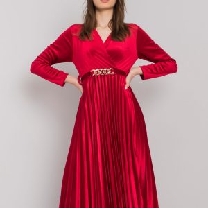 Red velour dress with tie Vernazza