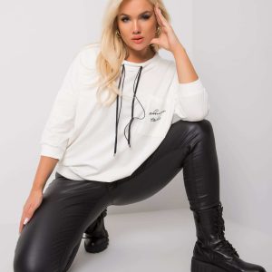 Ecru Cotton Sweatshirt Plus Size Shelly