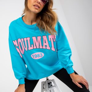 Blue/Pink Wide Hoodless Long Sleeve Sweatshirt