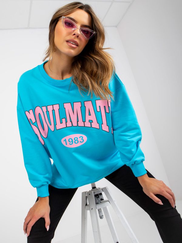 Blue/Pink Wide Hoodless Long Sleeve Sweatshirt