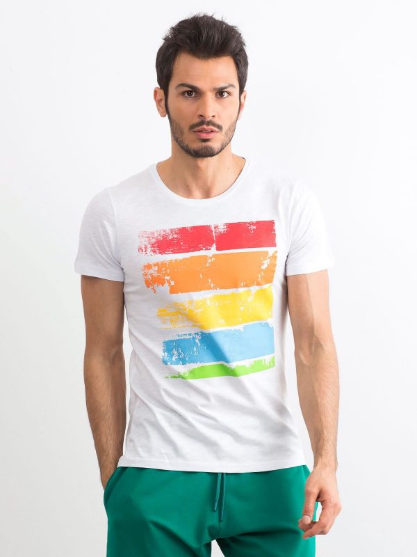 Men's T-shirt with colorful print white