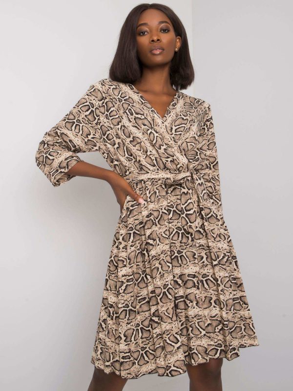 Beige and black dress with prints Fatimah