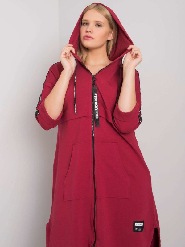 Burgundy long sweatshirt plus size Aydin