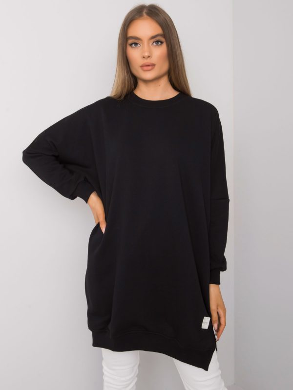 Odile RUE PARIS Black Long Sleeve Sweatshirt Dress