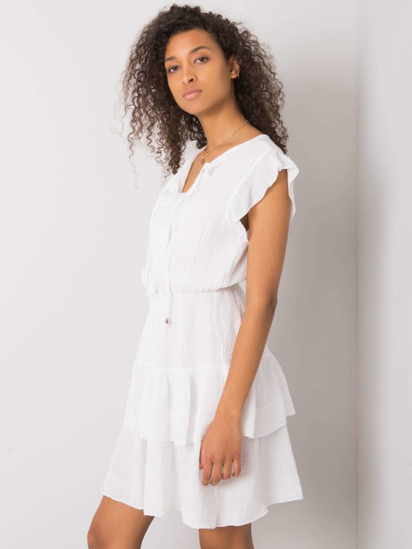 White dress with ruffles Melbina OCH BELLA