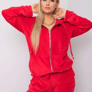 Red velour plus size set Michell