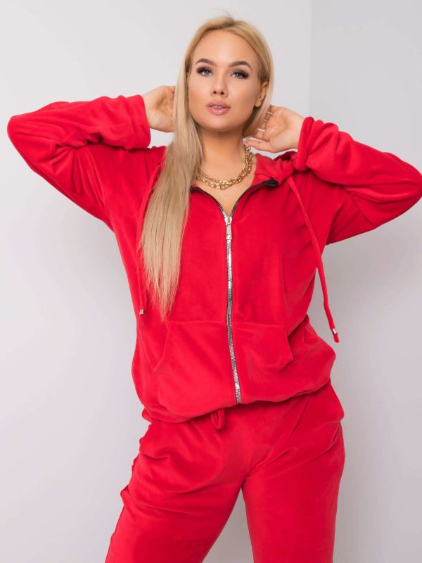 Red velour plus size set Michell