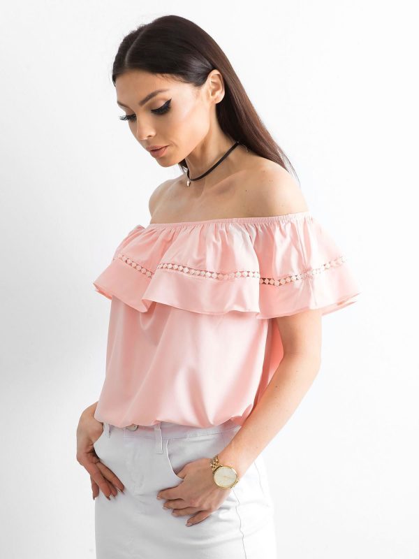 Blouse with Spanish neckline pink