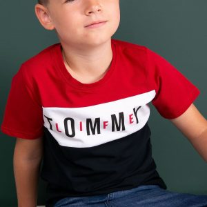 TOMMY LIFE Red-navy blue boy t-shirt