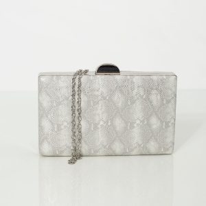 Silver clutch bag with animal motif