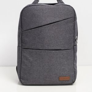 Gray laptop backpack with asymmetrical pockets