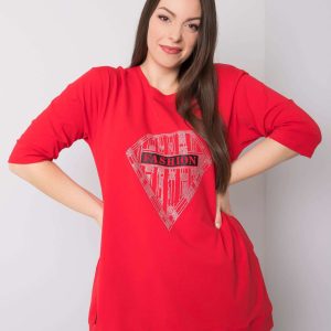 Red Plus Size Cotton Diamond Blouse