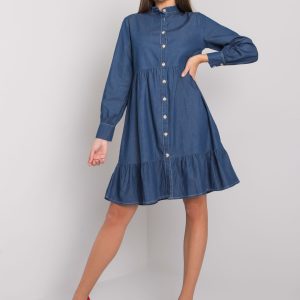 Dark blue dress with ruffle Sophia RUE PARIS