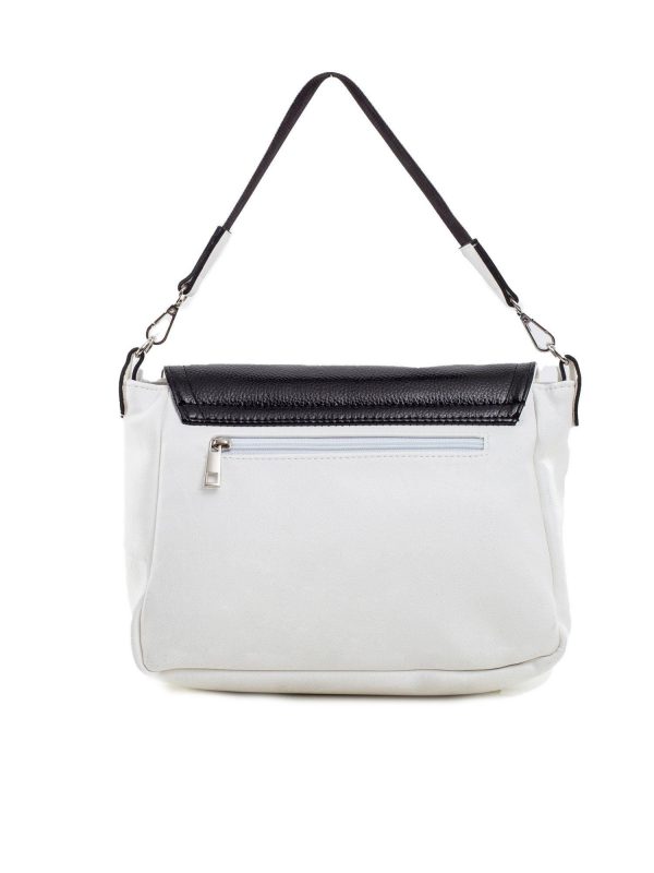 White and black women's handbag with detachable handle