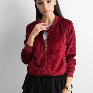 Velour bomber sweatshirt burgundy