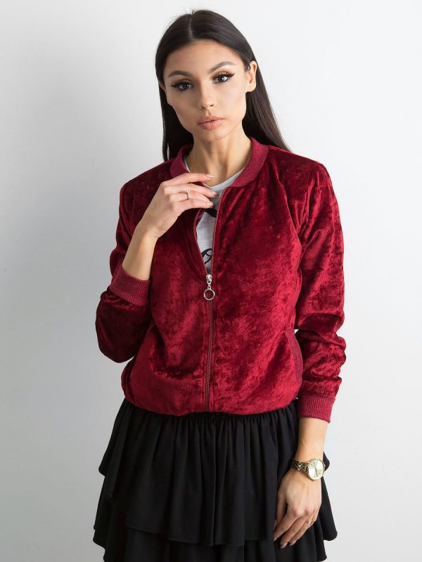 Velour bomber sweatshirt burgundy